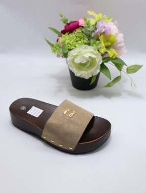 Klapki damskie na płaskim (36-41) F72 KHAKI