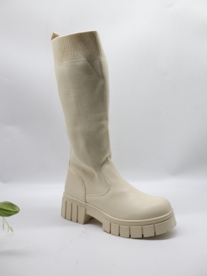 Kozaki damskie na płaskim (36-41) RQ438 BEIGE