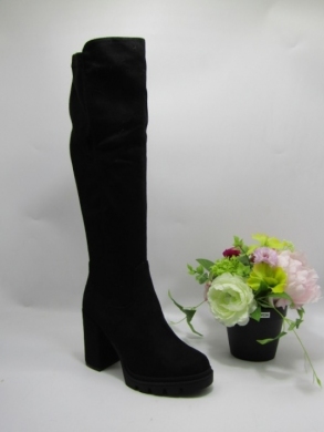 Kozaki damskie ocieplane na obcasie (36-41) 168-529  BLACK
