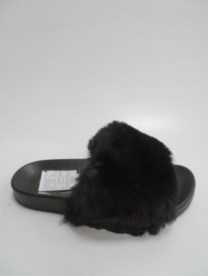 Klapki damskie z futerkiem (36-41) LE-398 BLACK