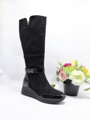 Kozaki damskie ocieplane na koturnie (36-41) HBL-106 BLACK