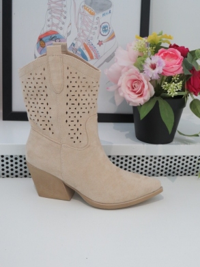 Kozaki damskie na obcasie (36-41) RQ460 BEIGE