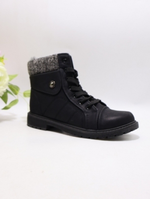 Botki damskie ocieplane na płaskim (39-42) 3009-1 BLACK