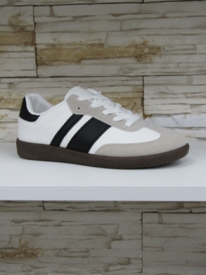 Buty sportowe damskie na płaskim (36-41) B-6602 WHITE/BLACK