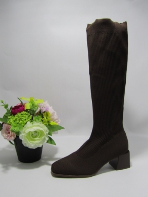 Kozaki damskie na obcasie (36-41) 8585A BROWN