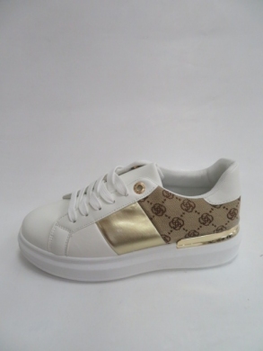 Buty sportowe damskie na płaskim (36-41) AB990 WHITE/GOLD