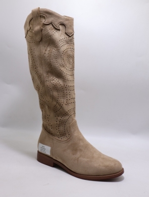 Kozaki damskie na płaskim (36-41) H198 KHAKI