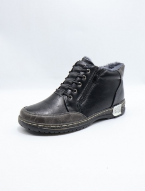 Botki damskie ocieplane na płaskim (37-42) 8708-9 BL/GREY