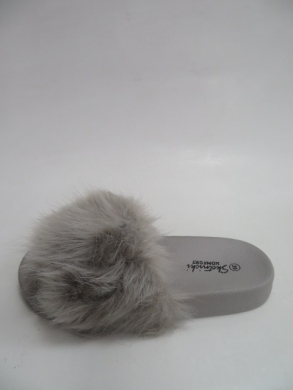 Klapki damskie z futerkiem (36-41) G11 GREY