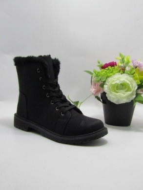 Botki damskie ocieplane na płaskim (37-42) 3804-1 BLACK