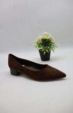Czółenki damskie na obcasie (36-41) H8-1370 BROWN