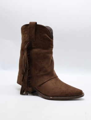 Kozaki damskie ocieplane na obcasie (36-41) H8-1062 BROWN