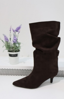 Kozaki damskie na szpilce (36-41) 2513A BROWN