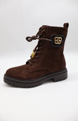 Botki damskie ocieplane na płaskim (36-41) H291B BROWN