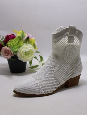 Botki damskie na obcasie (36-41) B-736 WHITE