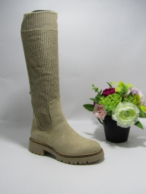 Kozaki damskie na płaskim (36-41) 9511A BEIGE