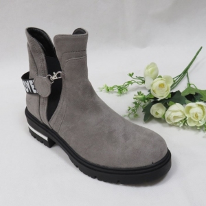 Botki damskie ocieplane na płaskim (36-41) NC1282 GREY