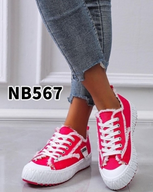 Trampki damskie na płaskim (36-41) NB567 RED