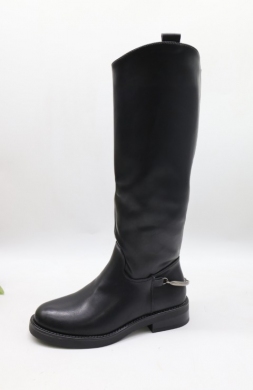 Kozaki damskie na płaskim (36-41) 8079 BLACK/PU