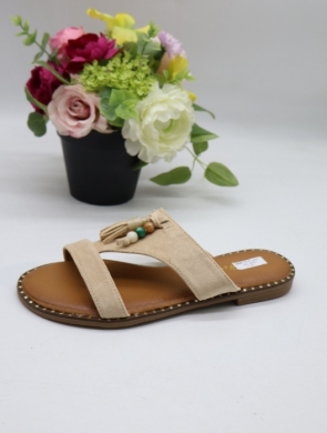 Klapki damskie na płaskim (36-41) HD-48 BEIGE