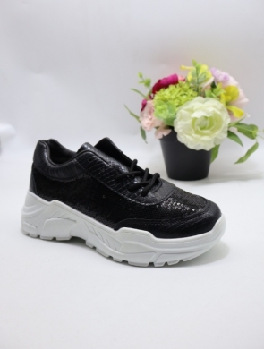 Buty sportowe damskie na płaskim (38-40) 1068 BLACK