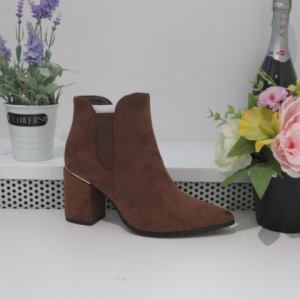 Botki damskie ocieplane na obcasie (36-41) 5628 BROWN