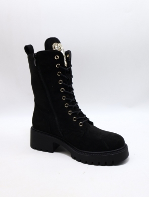 Botki damskie ocieplane na płaskim (36-41) 5817-2 BLACK