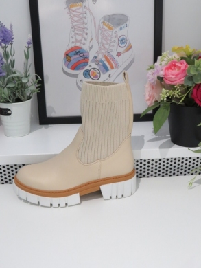 Botki damskie na płaskim (36-41) 5655 BEIGE