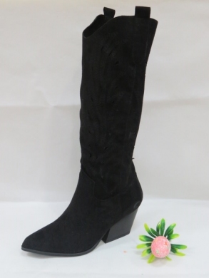 Kozaki damskie ocieplane na obcasie (36-41) 8576 BLACK