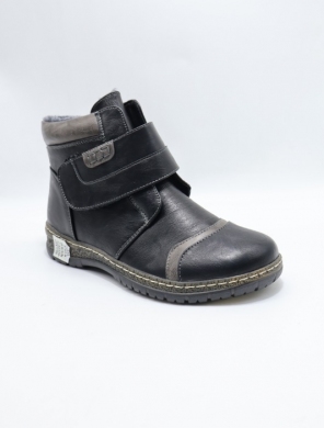 Botki damskie ocieplane na płaskim (37-42) 8703-9 BL/GREY
