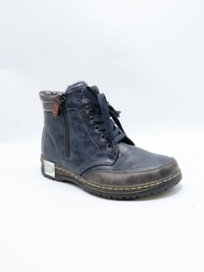 Botki damskie ocieplane na płaskim (37-42) 8707-11 BLUE/GREY