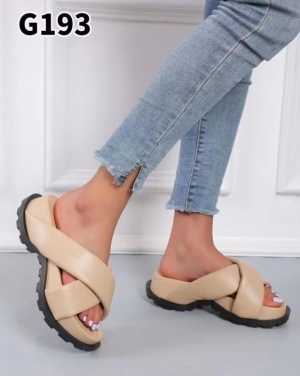 Klapki damskie na koturnie (36-41) G193 BEIGE