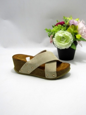 Klapki damskie na koturnie (36-41) H-66 BEIGE