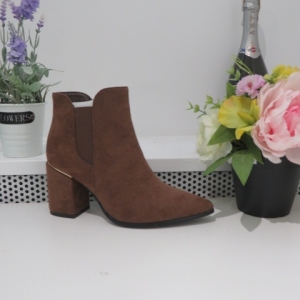 Botki damskie ocieplane na obcasie (36-41) 5628 BROWN