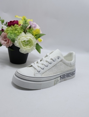 Trampki damskie na płaskim (36-41) 9030-8 WHITE