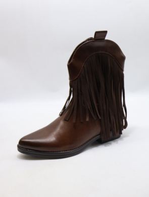 Botki damskie na płaskim (36-41) 9255 BROWN