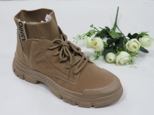 Botki damskie ocieplane na płaskim (36-41) NB569 KHAKI