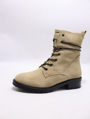 Botki damskie ocieplane na płaskim (36-41) C810 KHAKI