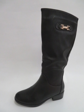 Kozaki damskie ocieplane na płaskim (36-41) X9827 BLACK
