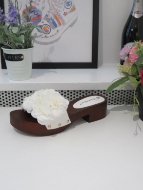 Klapki damskie na obcasie (36-41) LS177 WHITE