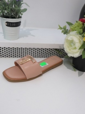 Klapki damskie na płaskim (36-41) F318 NUDE