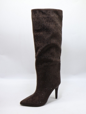 Kozaki damskie na szpilce (36-41) 2527A BROWN
