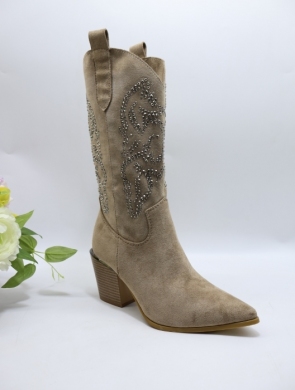 Kozaki damskie na obcasie (36-41) A9586 KHAKI