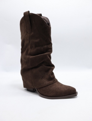Kozaki damskie na obcasie (36-41) 2501 BROWN