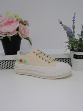 Trampki damskie na płaskim (36-41) 9110 BEIGE