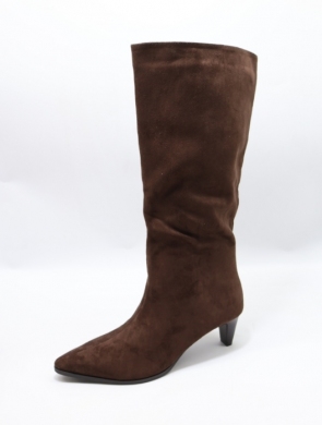 Kozaki damskie ocieplane na obcasie (36-41) 6377 BROWN
