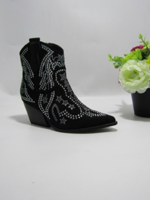 Botki damskie na obcasie (36-41) 9676A BLACK/WHITE
