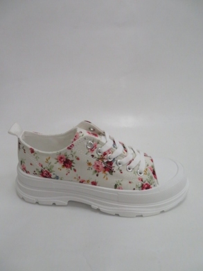 Trampki damskie na płaskim (36-41) G17 WH/FLOWER
