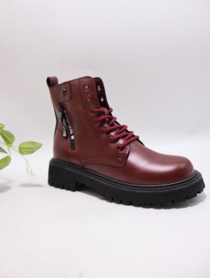 Botki damskie ocieplane na płaskim (36-41) RB-2 WINE/RED