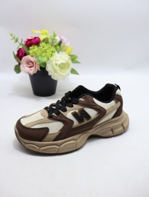 Buty sportowe damskie na płaskim (36-41) 23043 COFFE